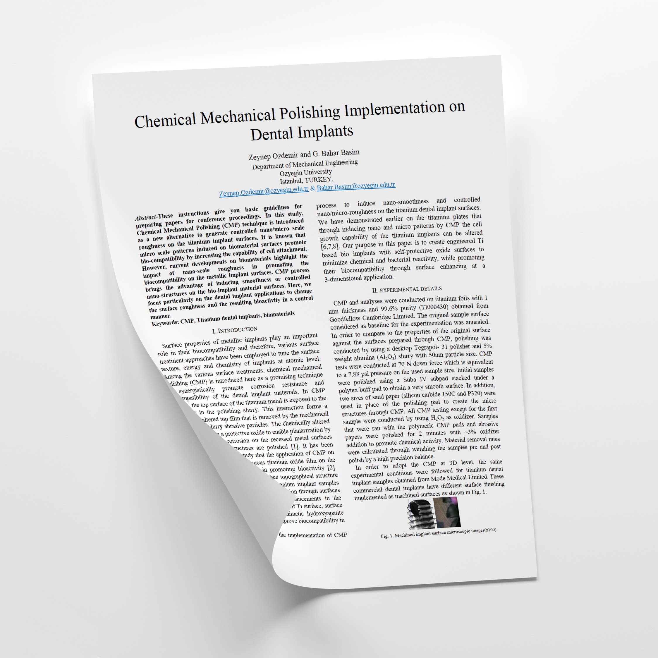 Chemical Mechanical Polishing Implementation on Dental Implants